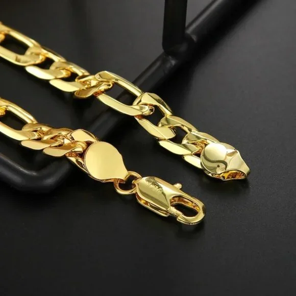 Gold 8MM Sideways Bracelet For Women Men Party Gifts Wedding Fashion Jewelry - Picture 5 of 5